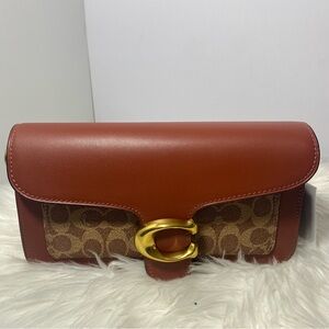 Coach Brown and Tan Leather Clutch
